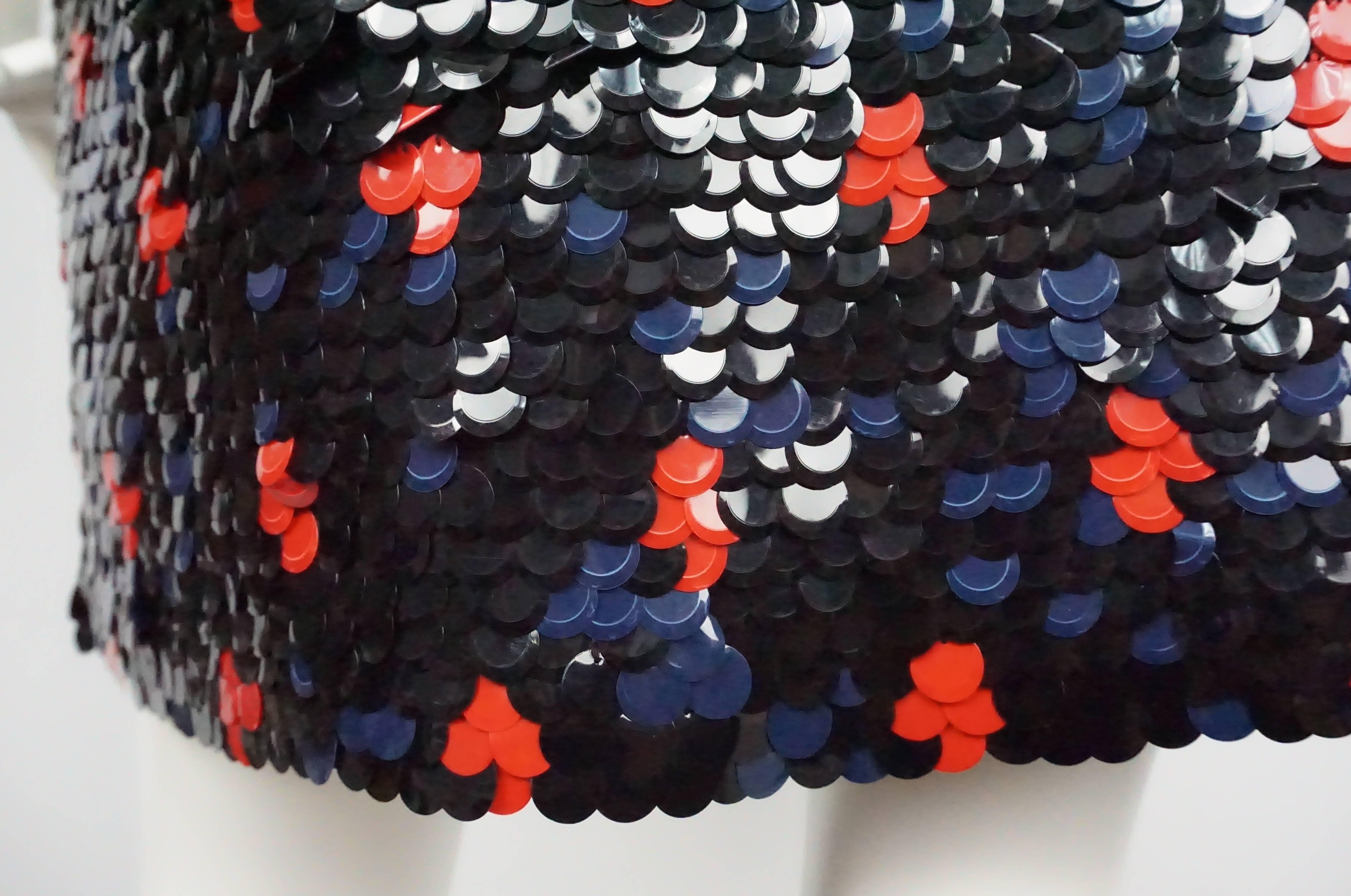 Women's Derek Lam Navy and Red Paillete Skirt  For Sale