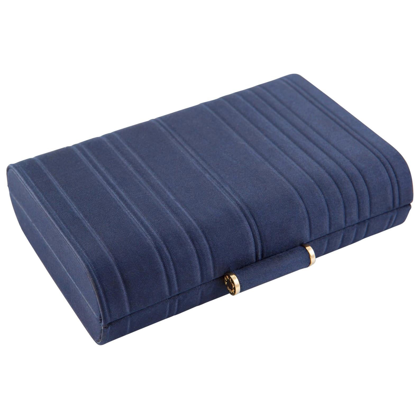 Derek Lam Navy Silk Satin  Evening Clutch