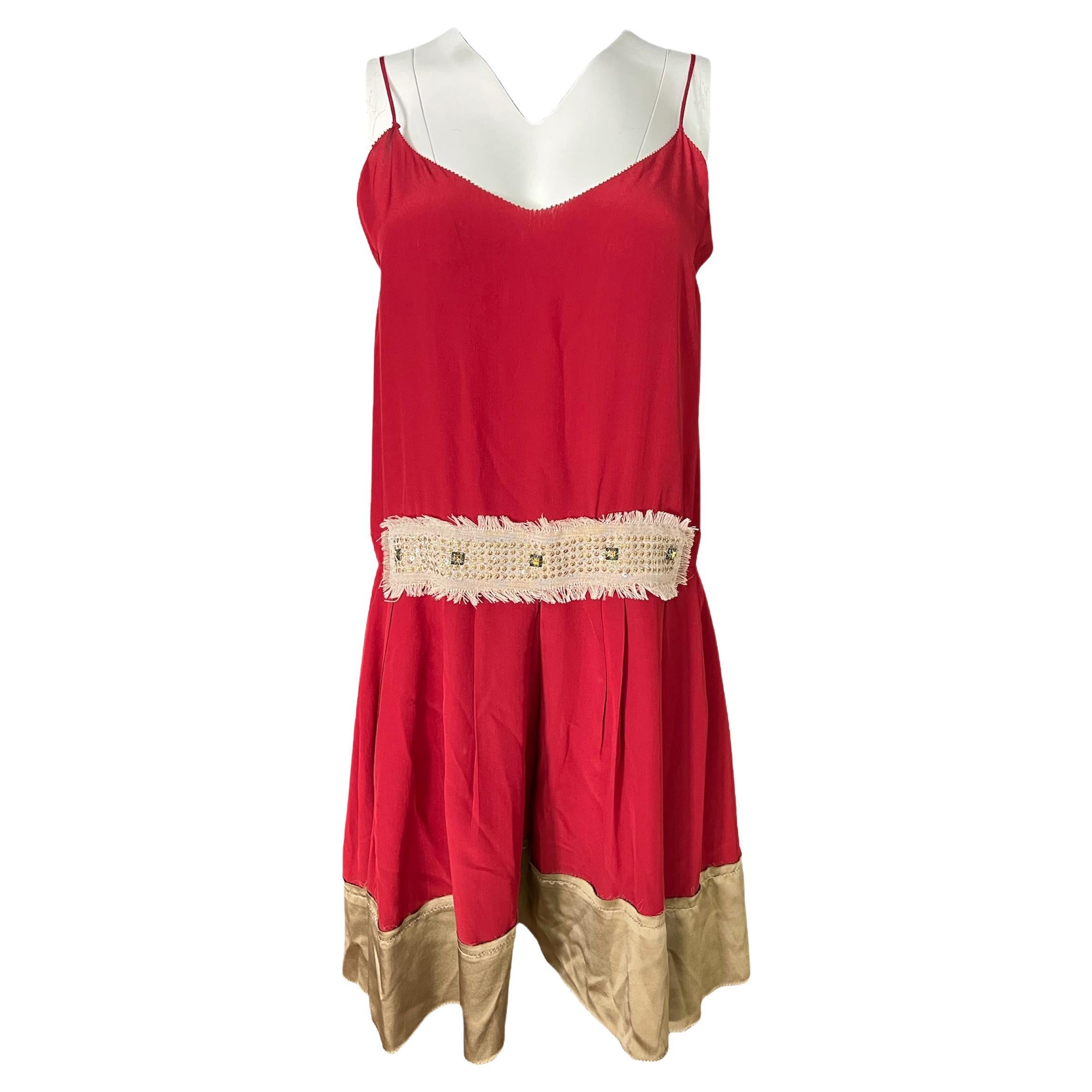 Derek Lam Red Silk Mini Dress, Size 6 For Sale