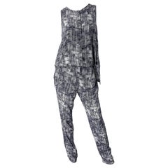 Derek Lam Size 4 / 6 Black and White Silk Wing Back Sleeveless Jumpsuit