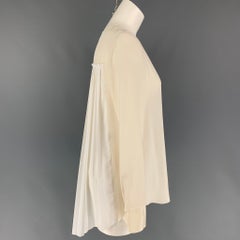 DEREK LAM Size 4 Cream White Silk Pleated Long Sleeve Blouse