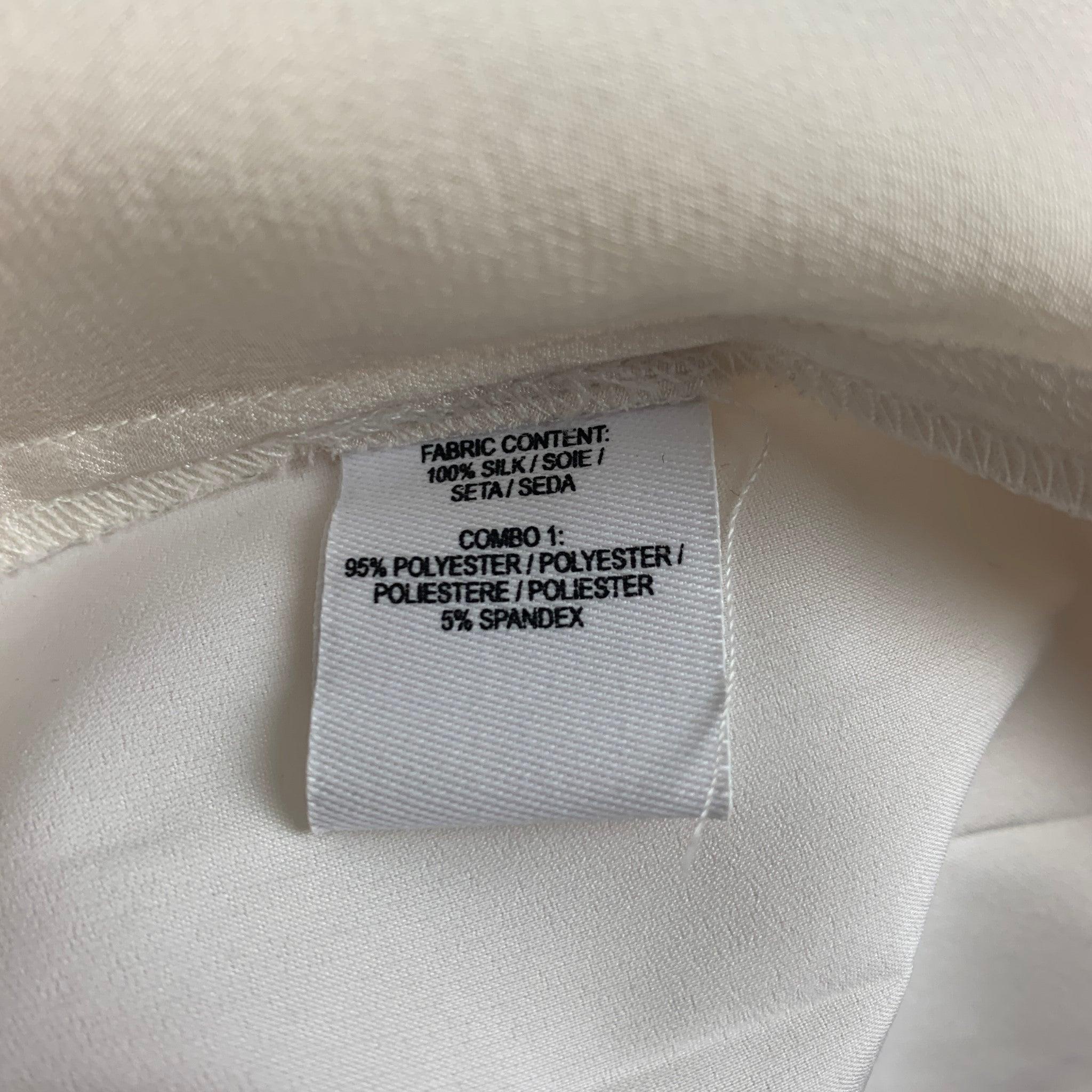Women's DEREK LAM Size 4 Cream White Silk Pleated Long Sleeve Blouse For Sale