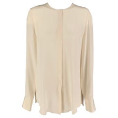 DEREK LAM Taille 4 Chemisier à manches longues en soie plissée blanc crème