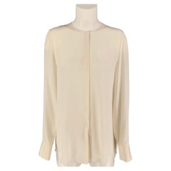 DEREK LAM Size 4 Cream White Silk Pleated Long Sleeve Blouse