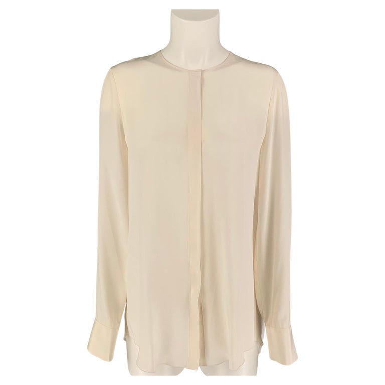 DEREK LAM Size 4 Cream White Silk Pleated Long Sleeve Blouse For Sale at  1stDibs | long sleeve white silk blouse, white silk long sleeve top
