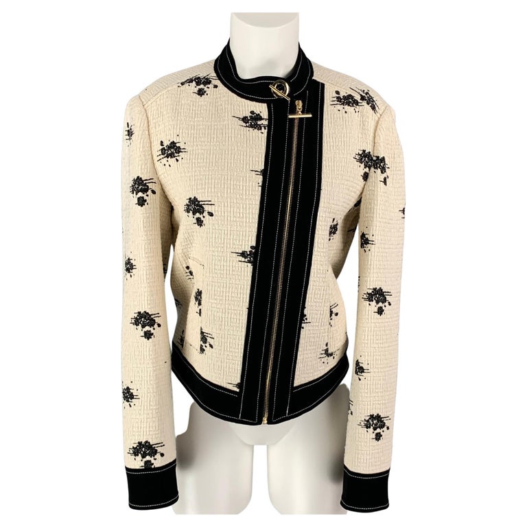 DEREK LAM Size 6 Cream Black Marbled Boucle Cotton Jacket For Sale at ...