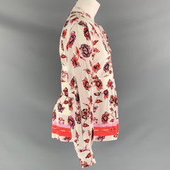 DEREK LAM Size 6 Cream & Orange Silk Floral Blouse