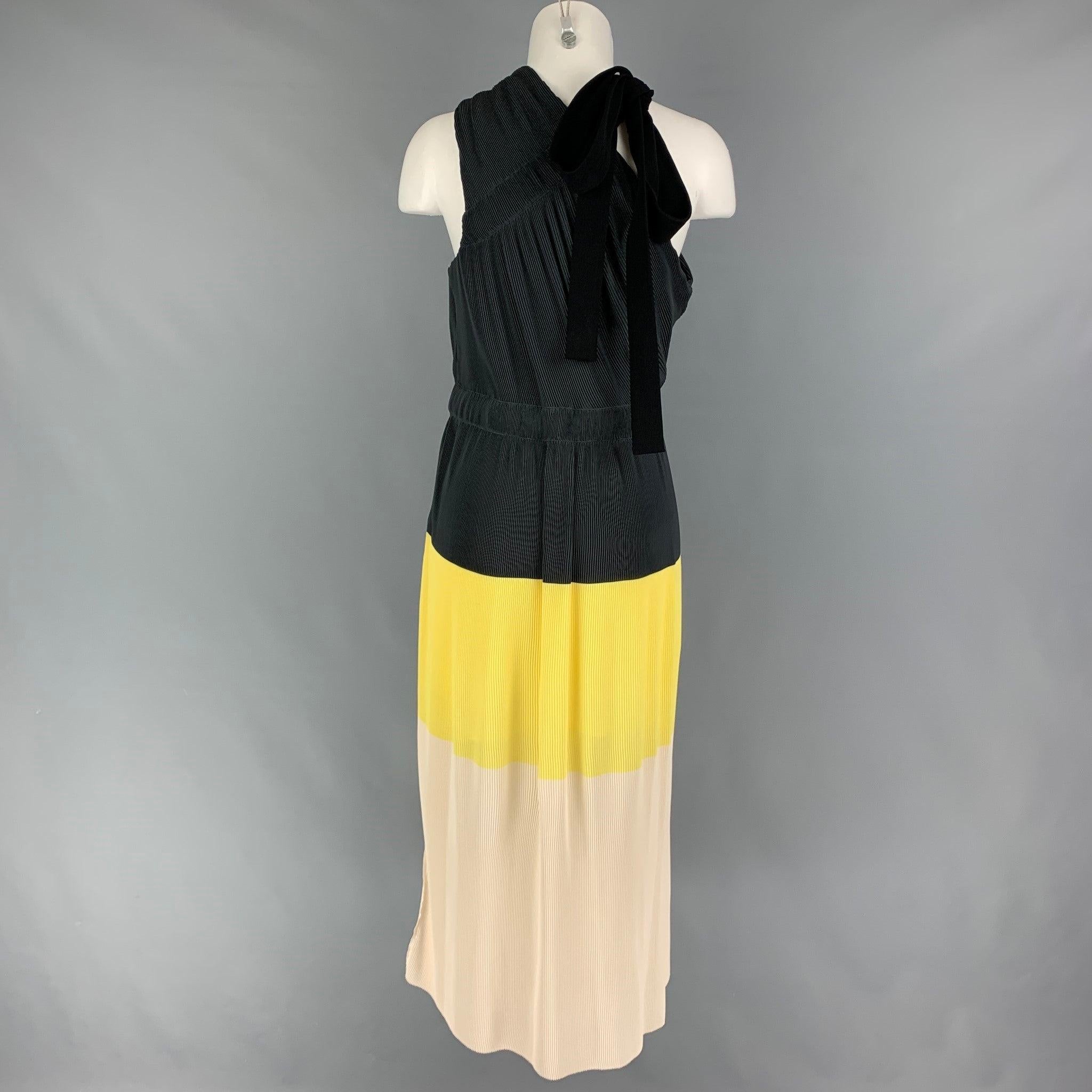 DEREK LAM Size 8 Multi-Color Polyester Pleated One Shoulder Dress In Good Condition For Sale In San Francisco, CA