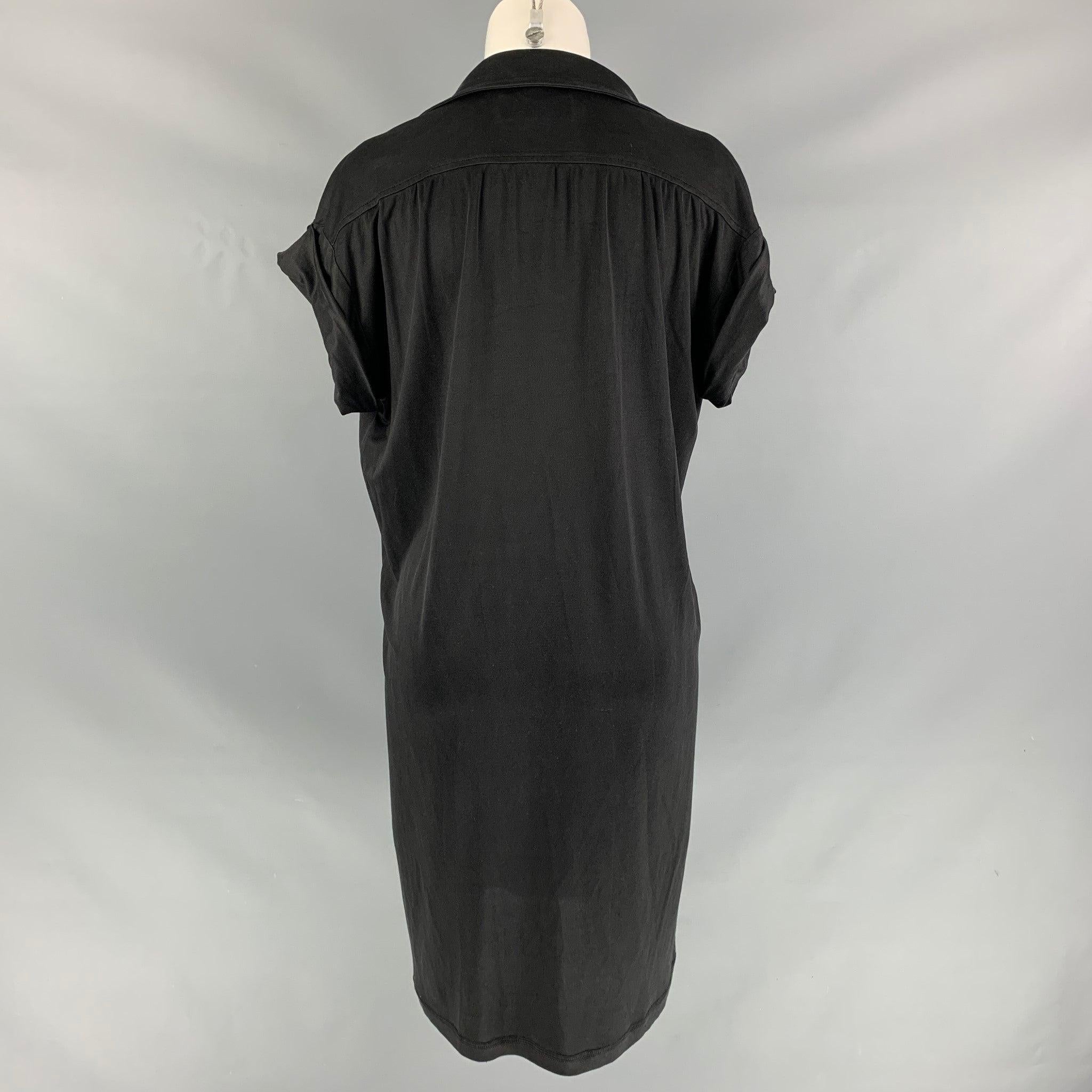 DEREK LAM Size M Black Silk Solid Dress In Excellent Condition For Sale In San Francisco, CA