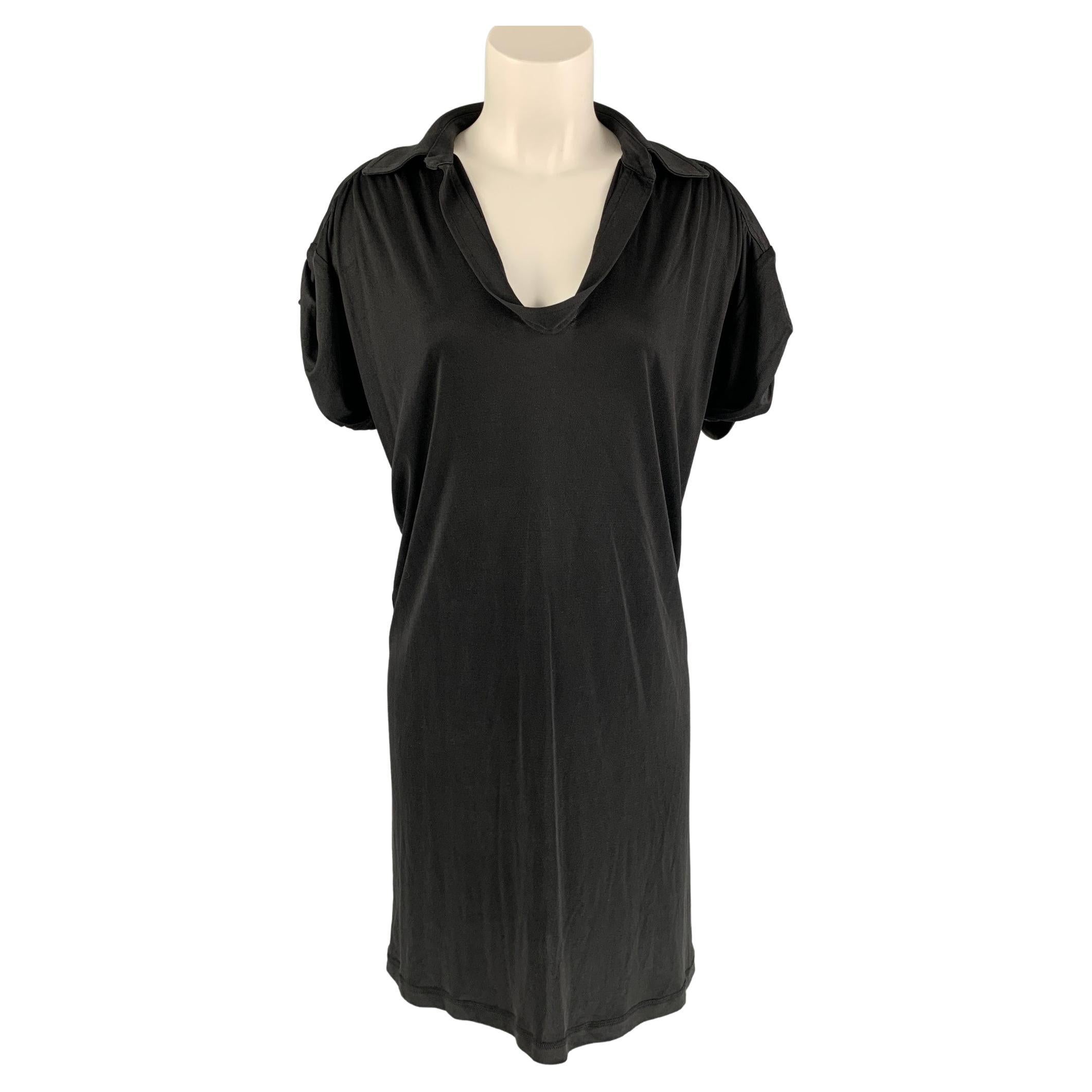 DEREK LAM Size M Black Silk Solid Dress