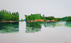 Peinture, acrylique sur toile, lac de Besnard