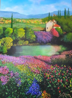 Beyond The Pond, Painting, Acrylic on Canvas