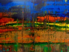 'Blue Aurora, Painting, Acrylic on Canvas