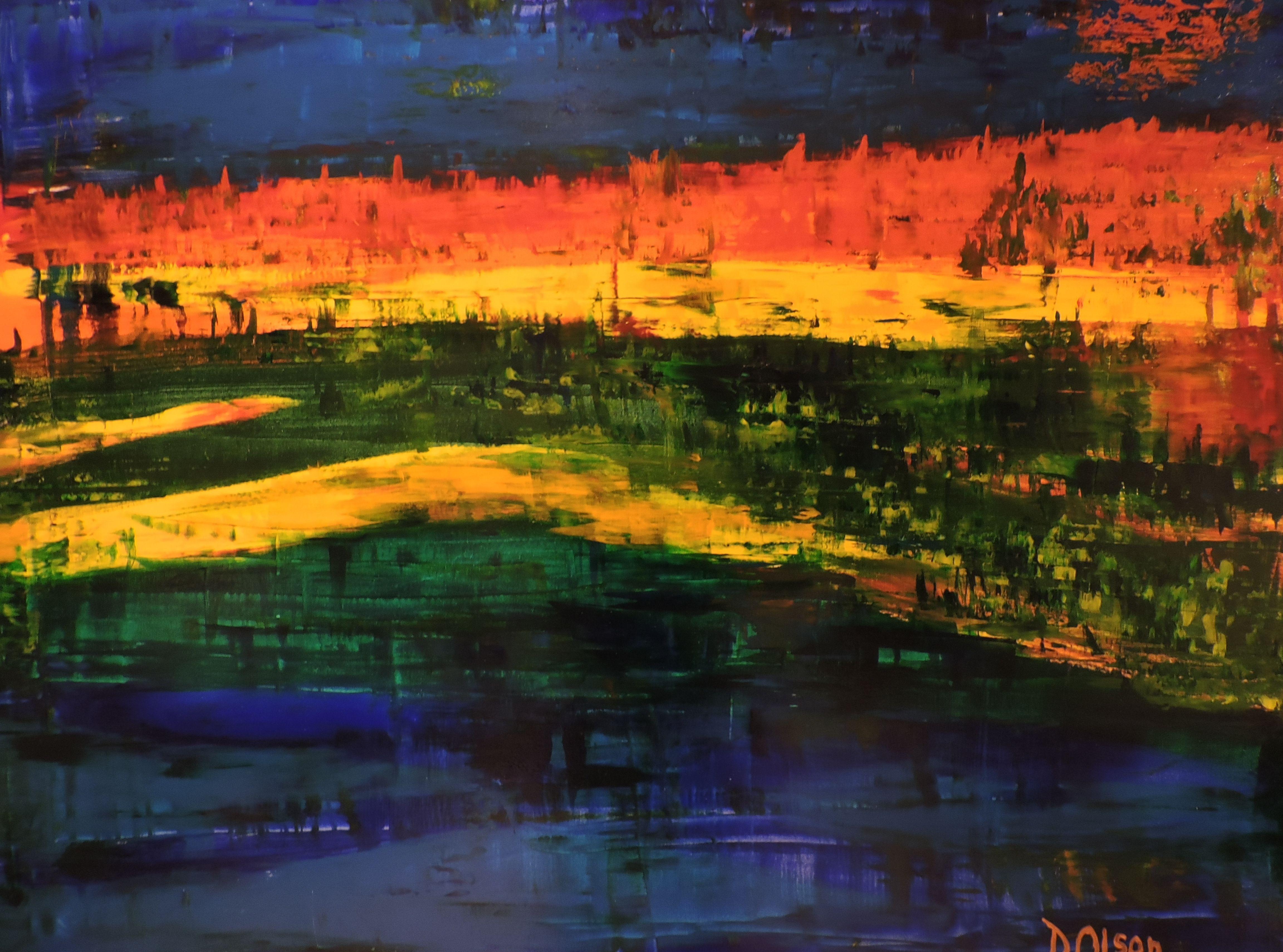 Lago Katepwa", Pintura, Acrílico sobre lienzo - Painting de Derek Olson