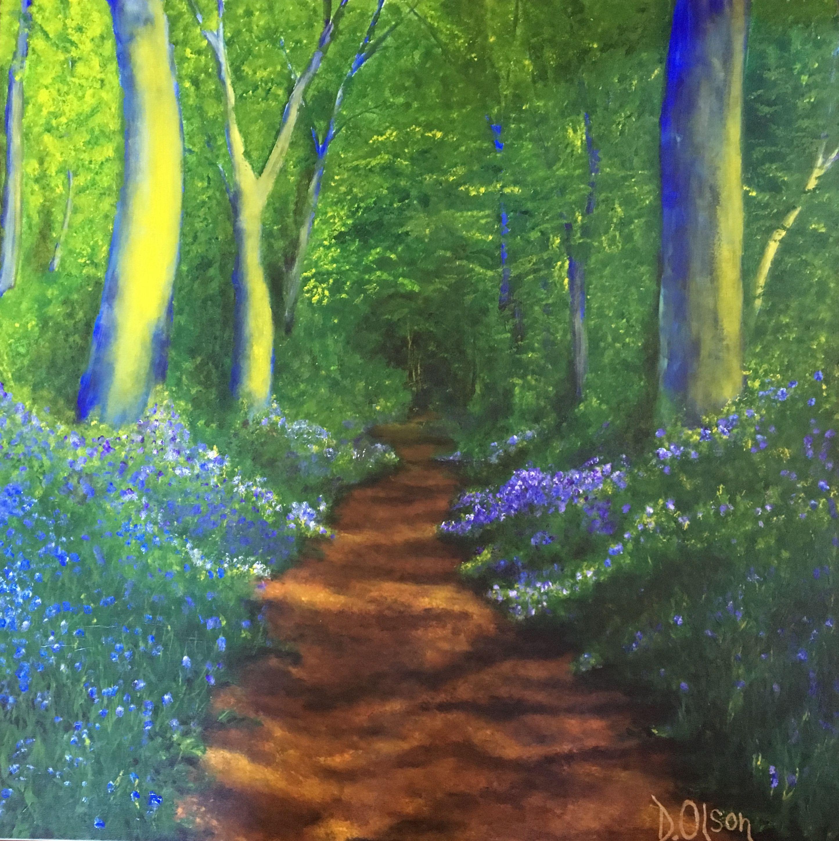 This is a walk along a path in North Vancouver. :: Painting :: Impressionist :: This piece comes with an official certificate of authenticity signed by the artist :: Ready to Hang: Yes :: Signed: Yes :: Signature Location: Bottom Right :: Canvas ::