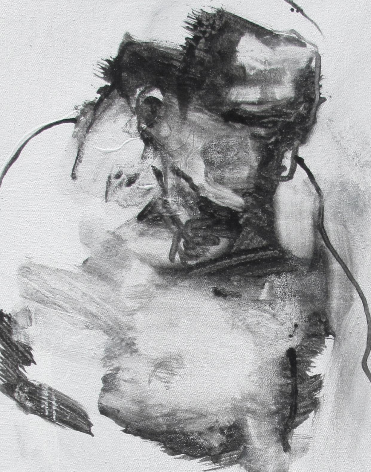 Figur am Sockel der Säule, Gemälde, Acryl auf Leinwand (Zeitgenössisch), Painting, von Derek Overfield