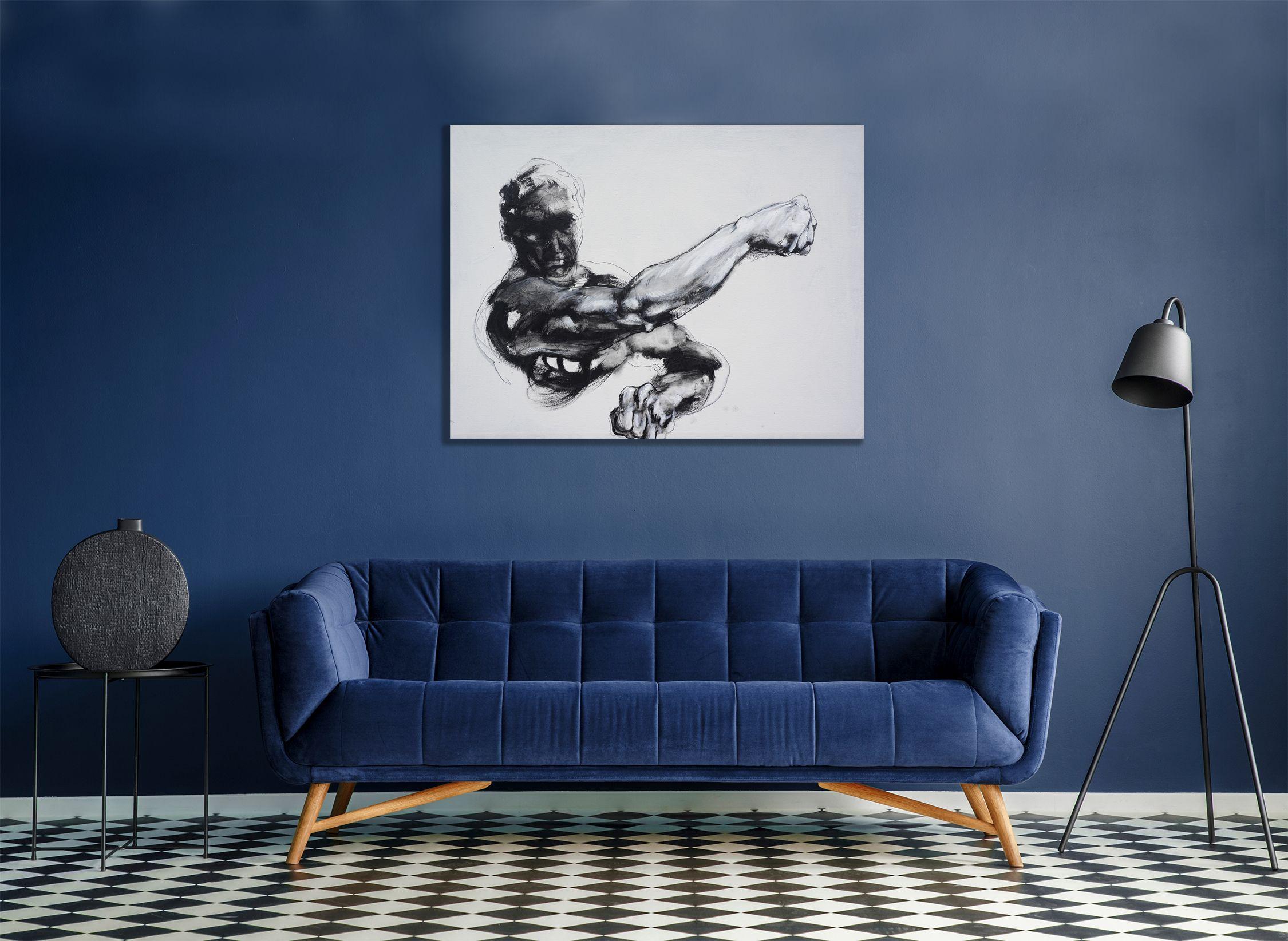 Figura curvada, Pintura, Acrílico sobre lienzo - Painting Expresionista de Derek Overfield