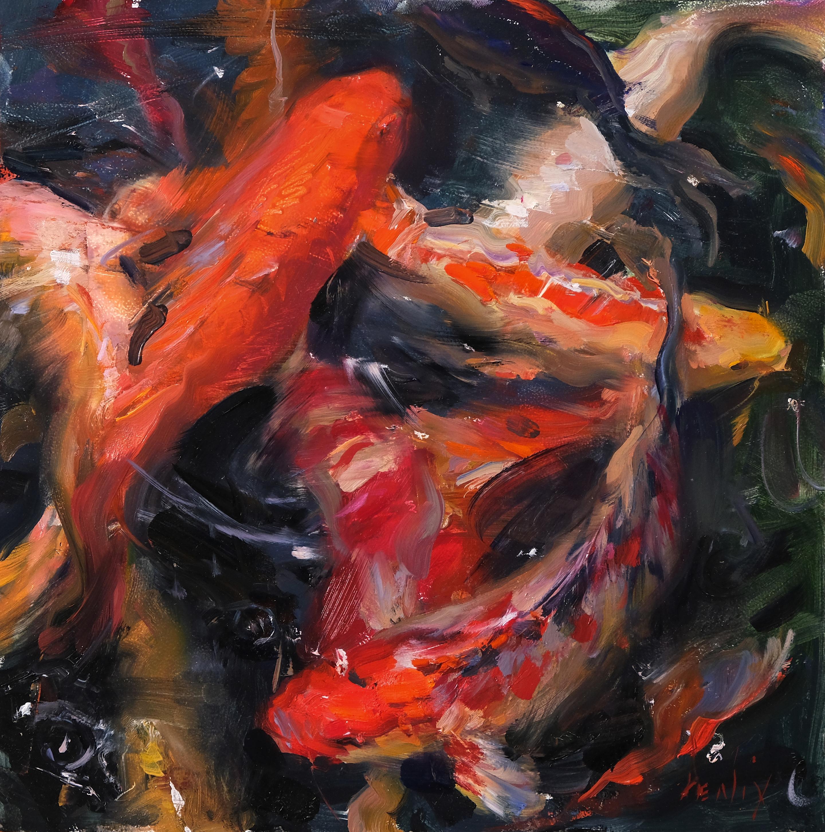 "Koi Swirl" Oil Painting