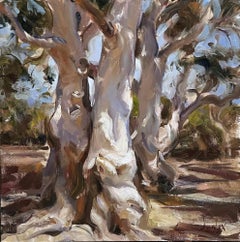"Pittura ad olio "Sotto la tettoia