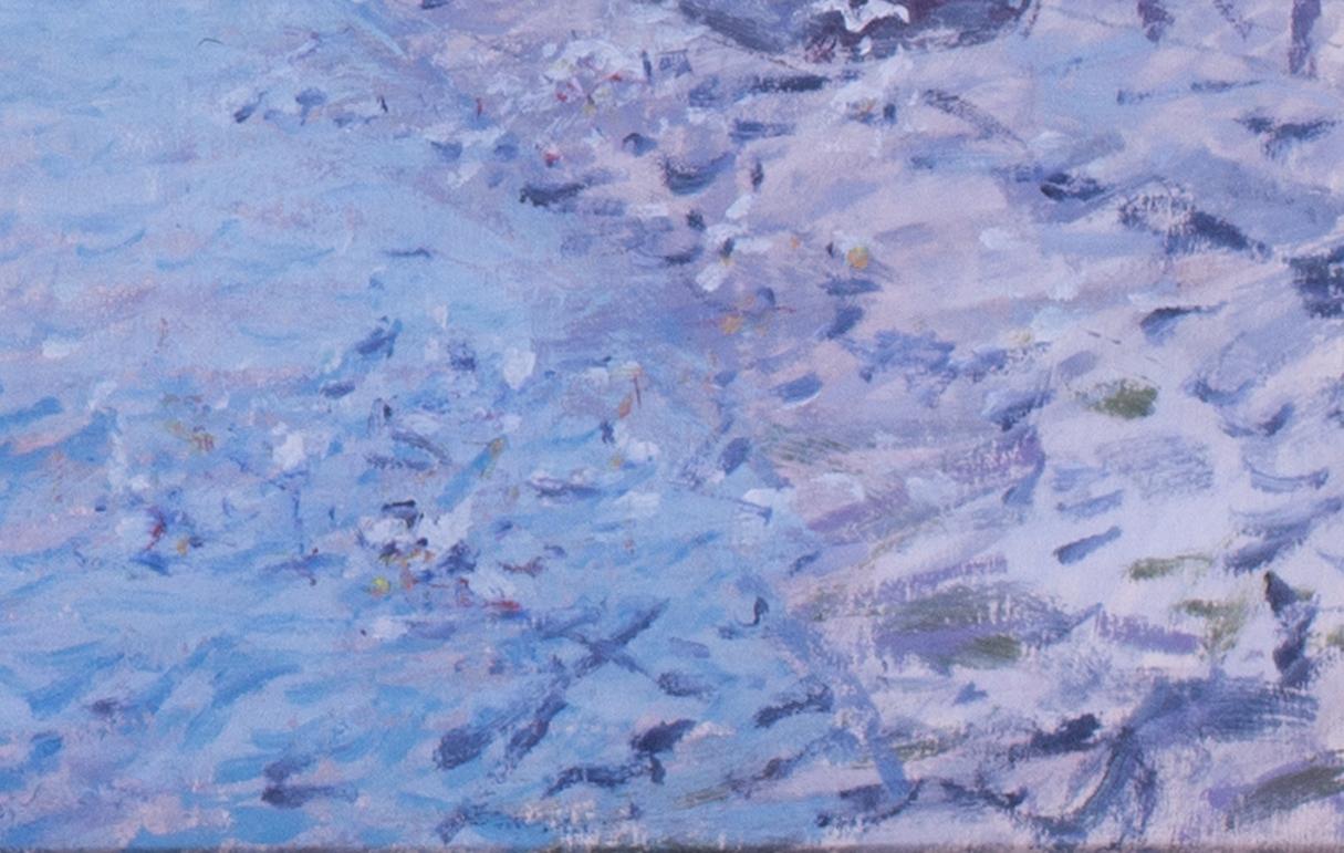Britisches impressionistisches Gemälde der Themse des 20. Jahrhunderts, London, in blauen Tönen im Angebot 1