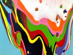 „Abundance 1“ Mesmerizing Abstraktes, farbenfrohes Tropf-Acrylgemälde auf Leinwand