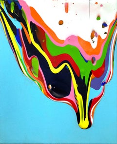 "Abundance 1" Mesmerizing Abstract Colorful Drip Acrylic Painting on Canvas  