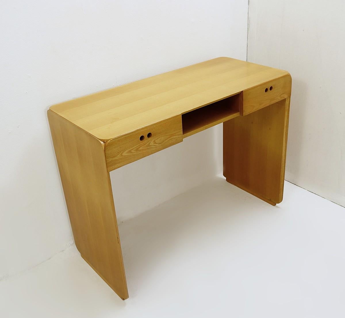 Wood Derk Jan de Vries Desk and Cane Armchair