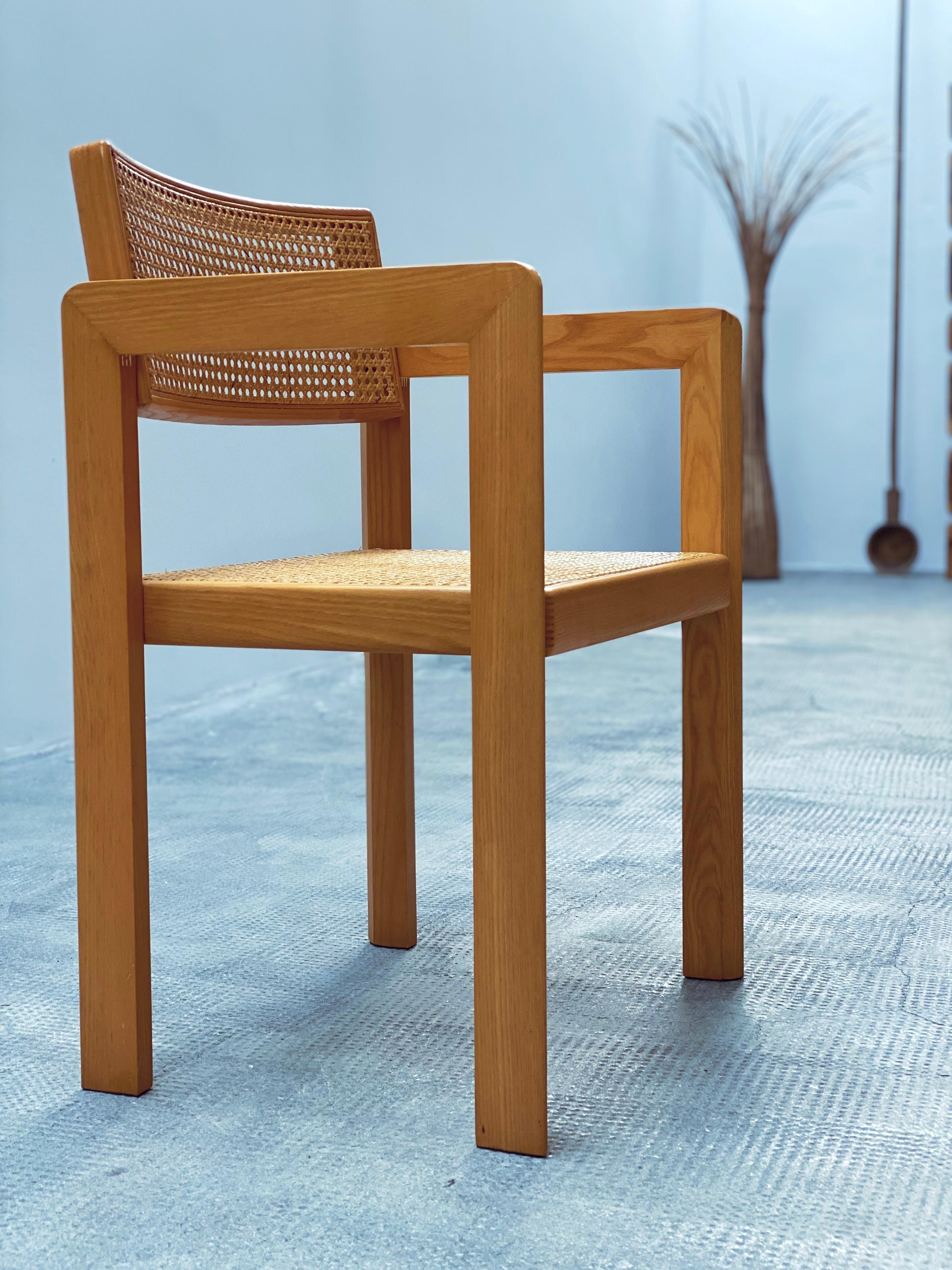 Derk Jan De Vries Esszimmer Set Esstisch & Stühle Esche Geflecht, Italien 1970er en vente 2