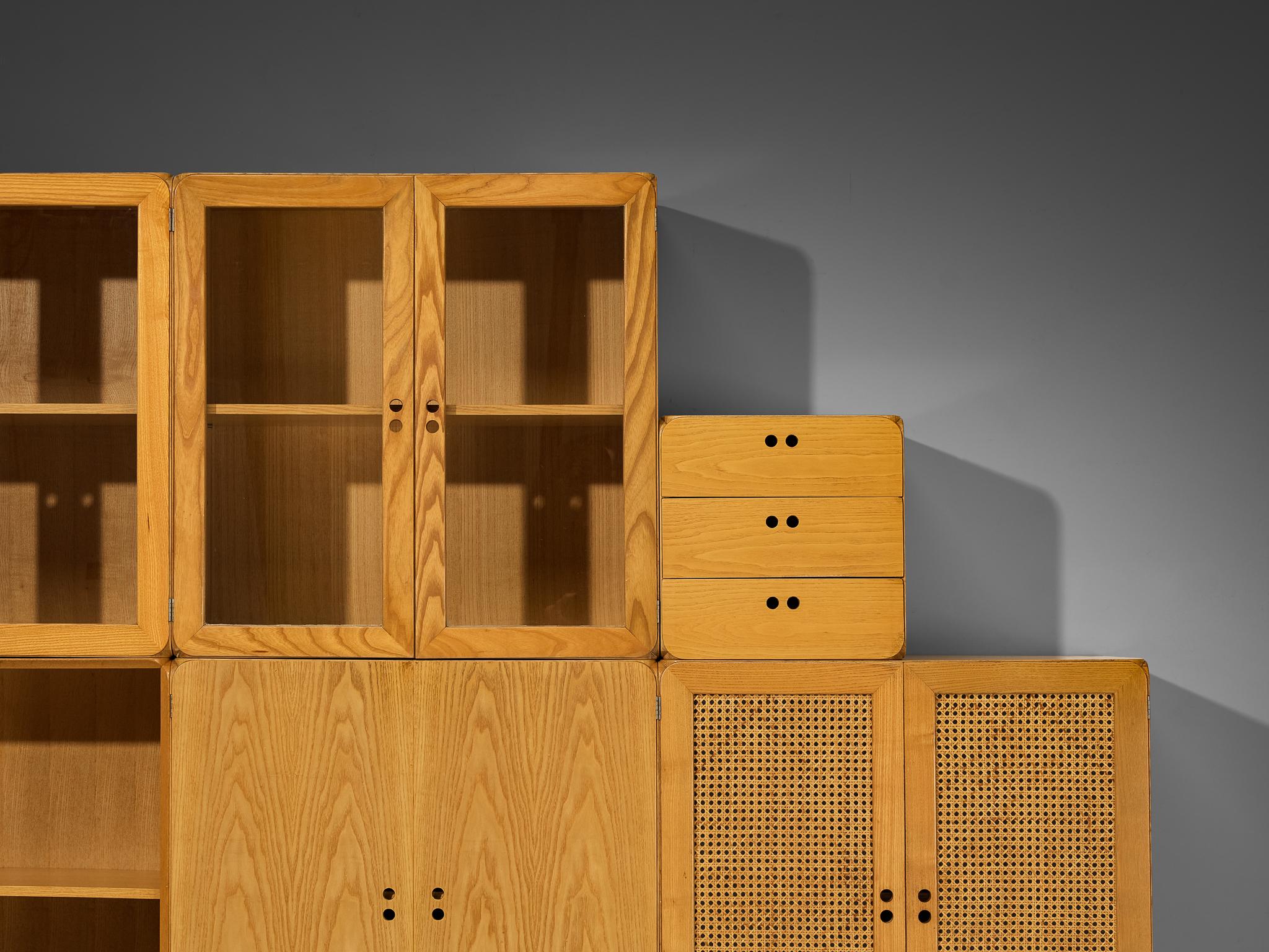 Italian Derk Jan de Vries Modular 'Samara' Wall Unit in Ash and Cane  For Sale