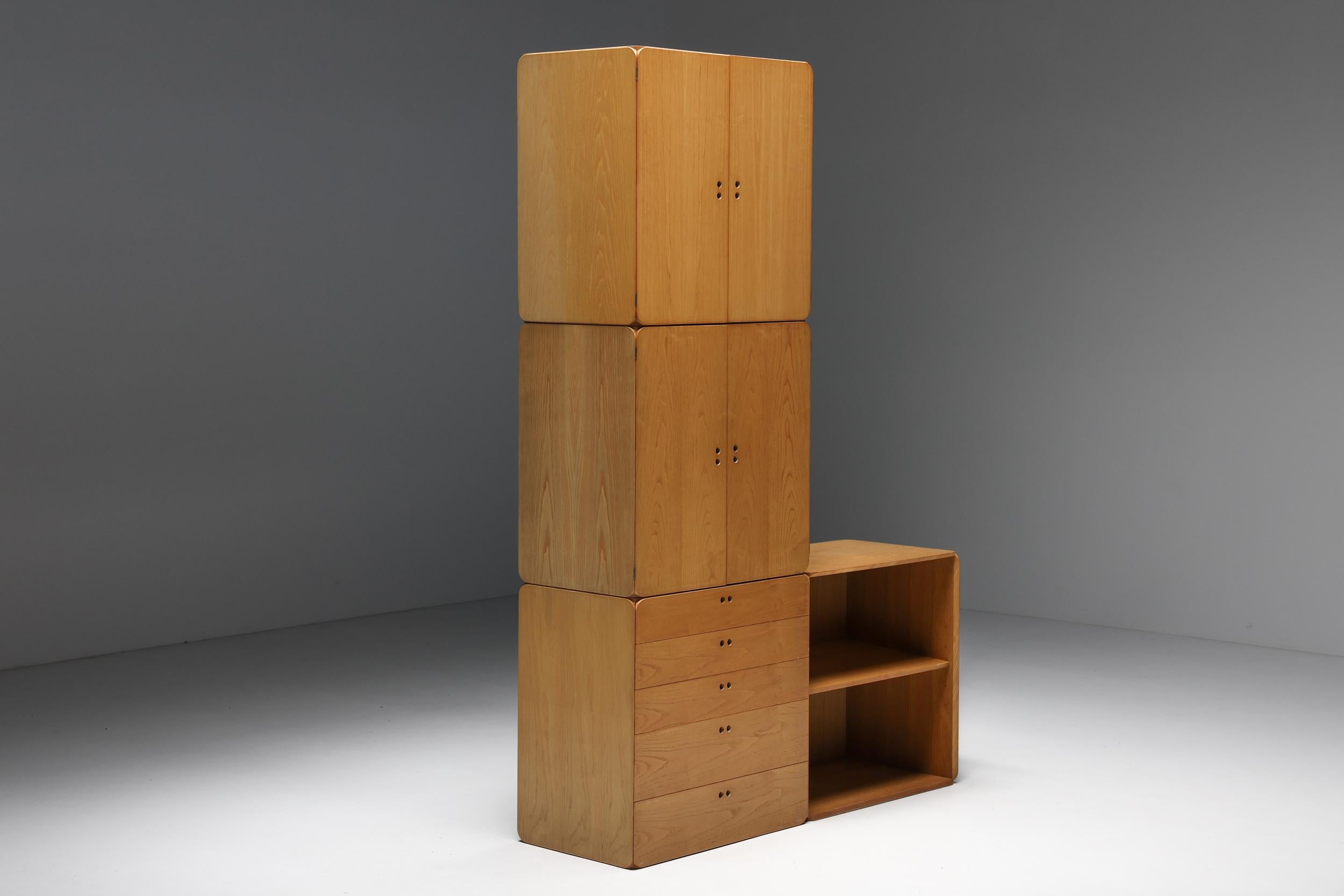 Derk Jan De Vries Modular Wooden Storage Wall Unit, 1980s 5