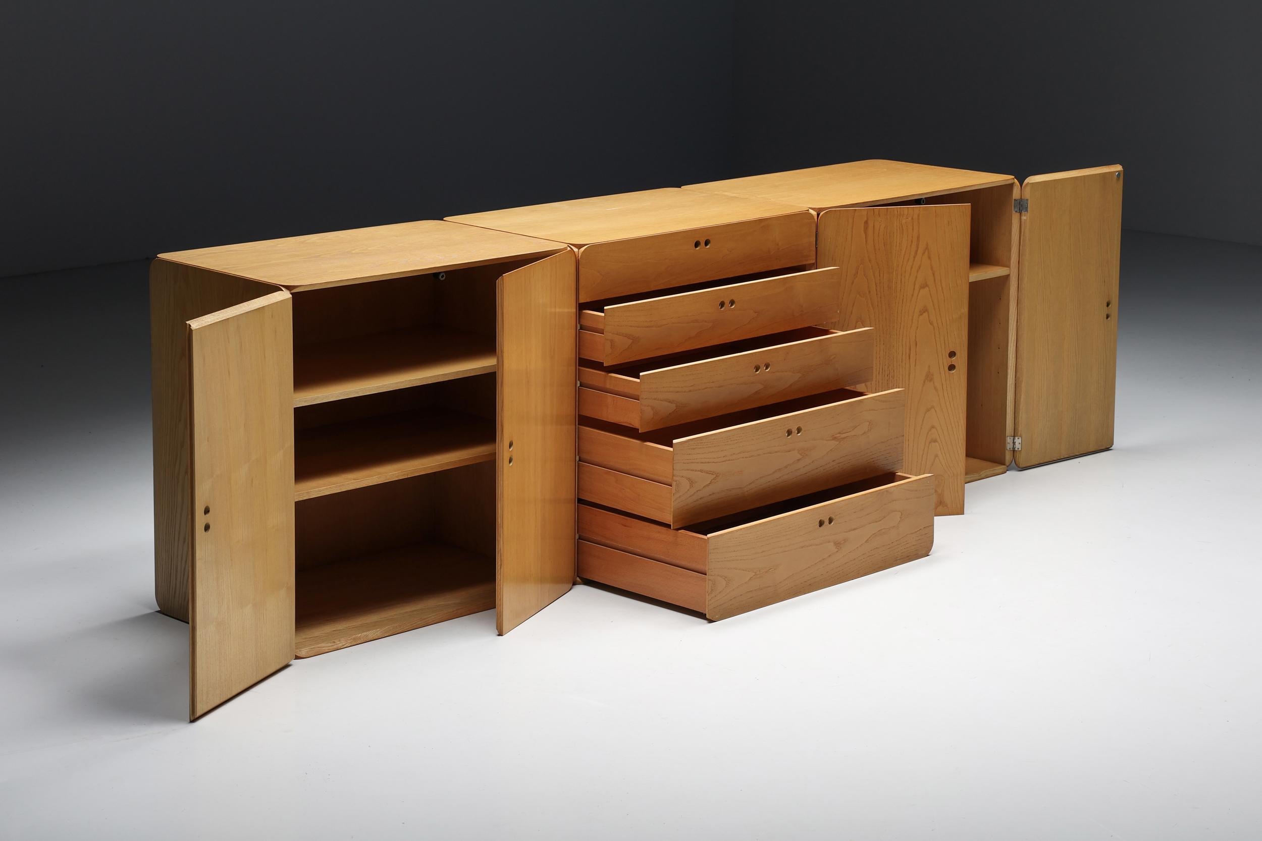 Mid-Century Modern Derk Jan De Vries Modular Wooden Storage Wall Unit, 1980s