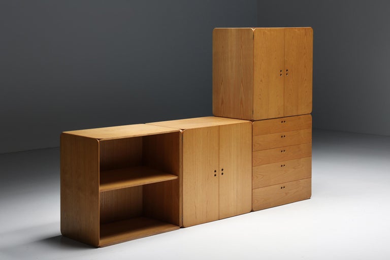 Curated visual reference: Fresh Look at Derk Jan De Vries Modular Wooden Storage Wall Unit 1980S