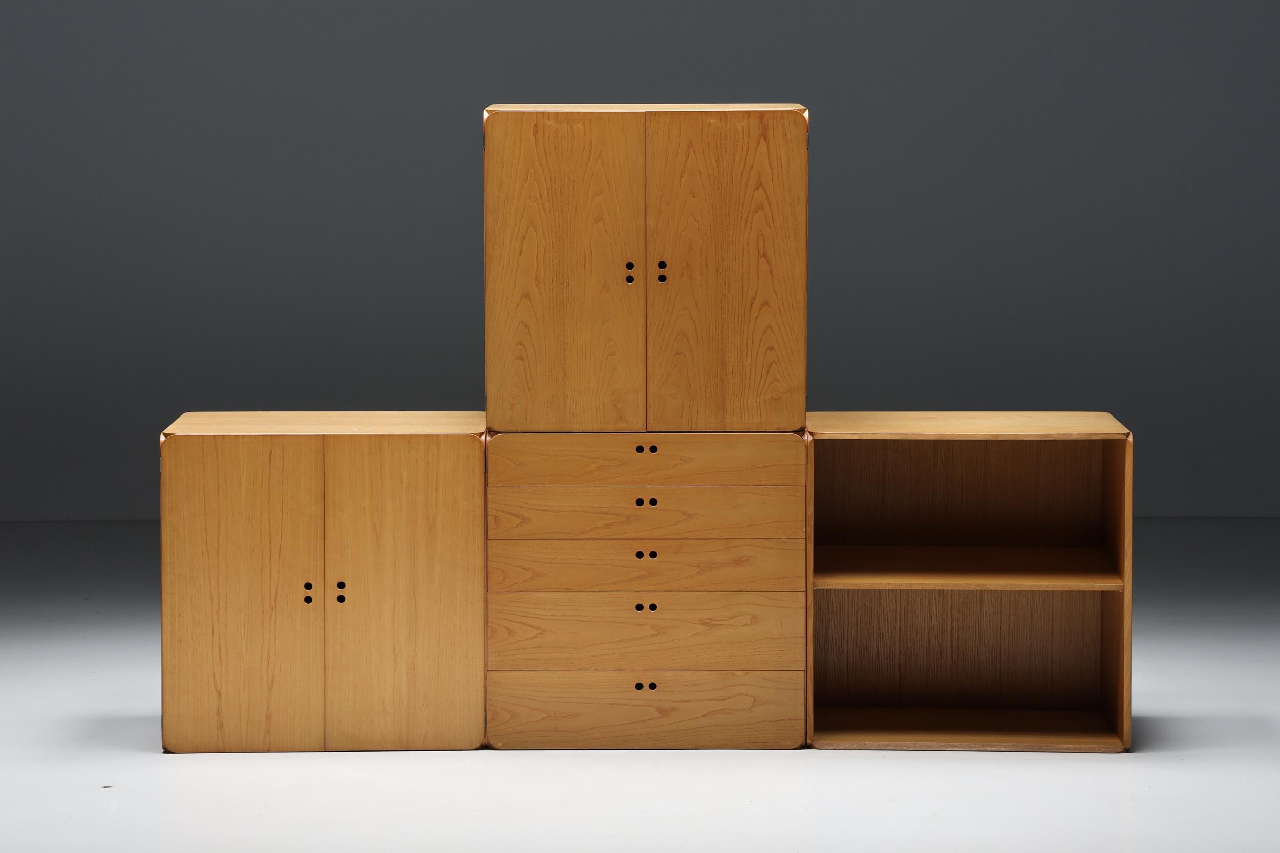 Derk Jan De Vries Modular Wooden Storage Wall Unit, 1980s 3