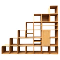 Derk Jan de Vries Modularer Wandschrank aus Holz:: 1980er Jahre