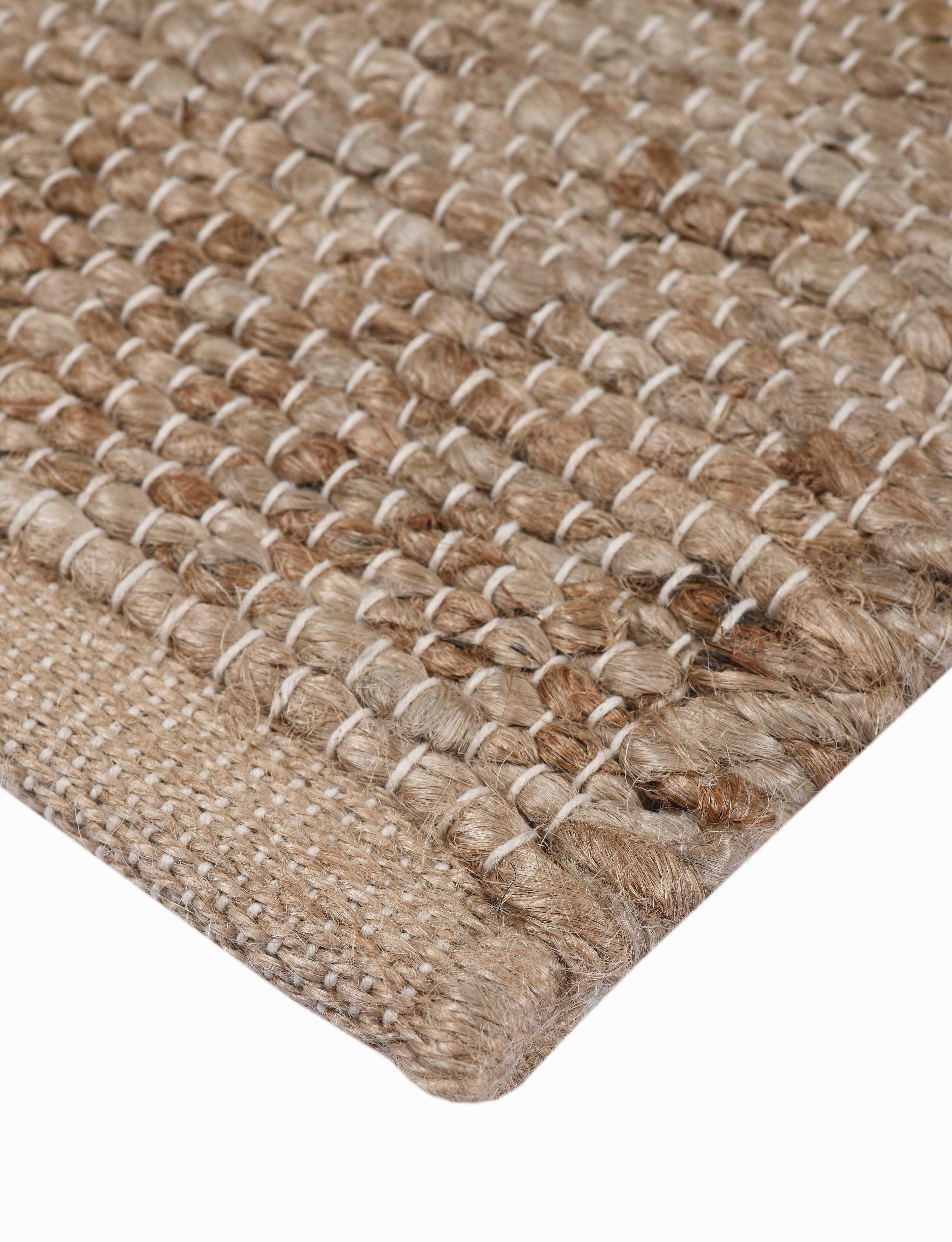 Hand-Woven Dern, Natural, Handwoven Face 100% Handspun Jute, 8' x 10' For Sale