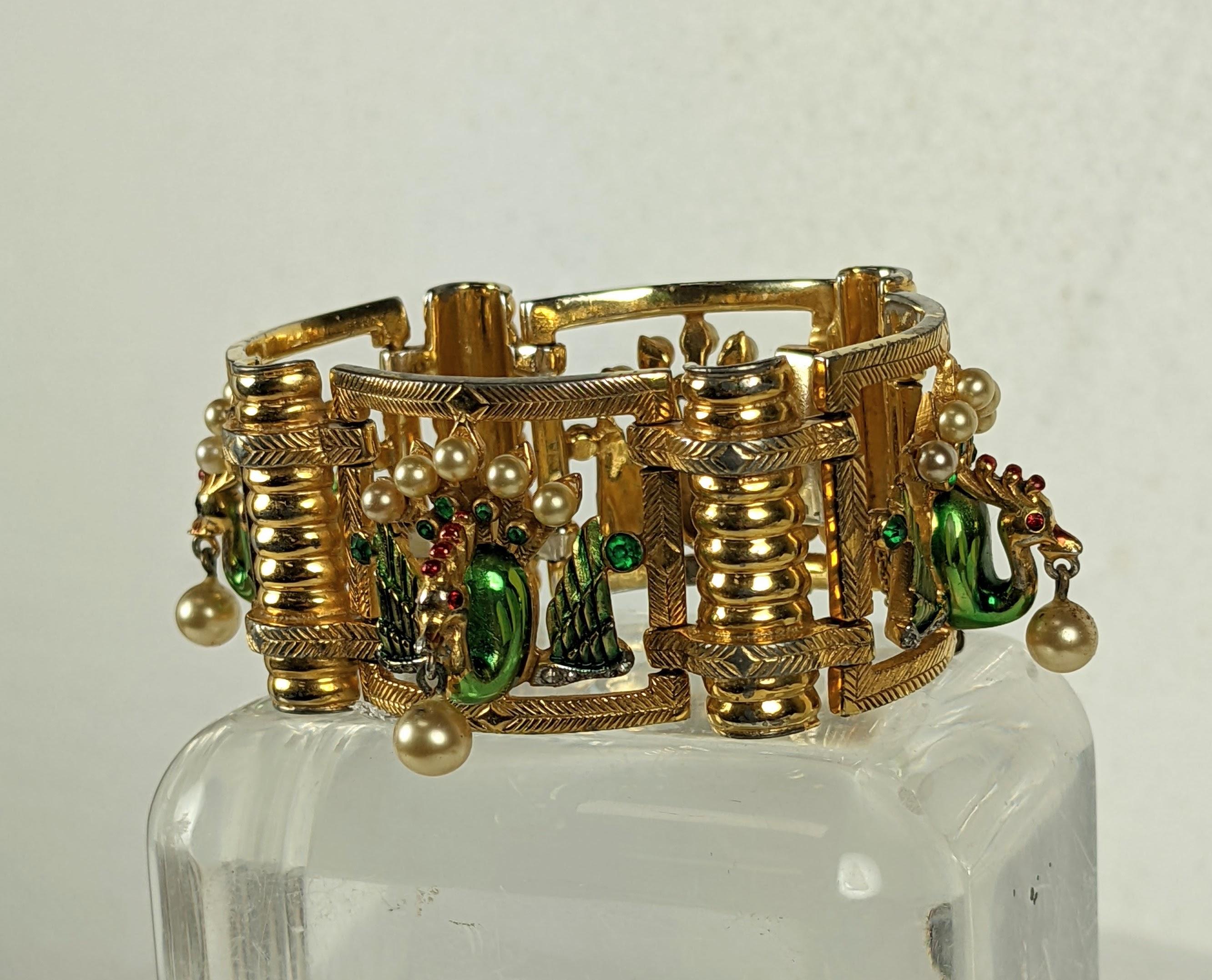 Anglo-Indian DeRosa Rare Anglo Indian Peacock Link Bracelet For Sale