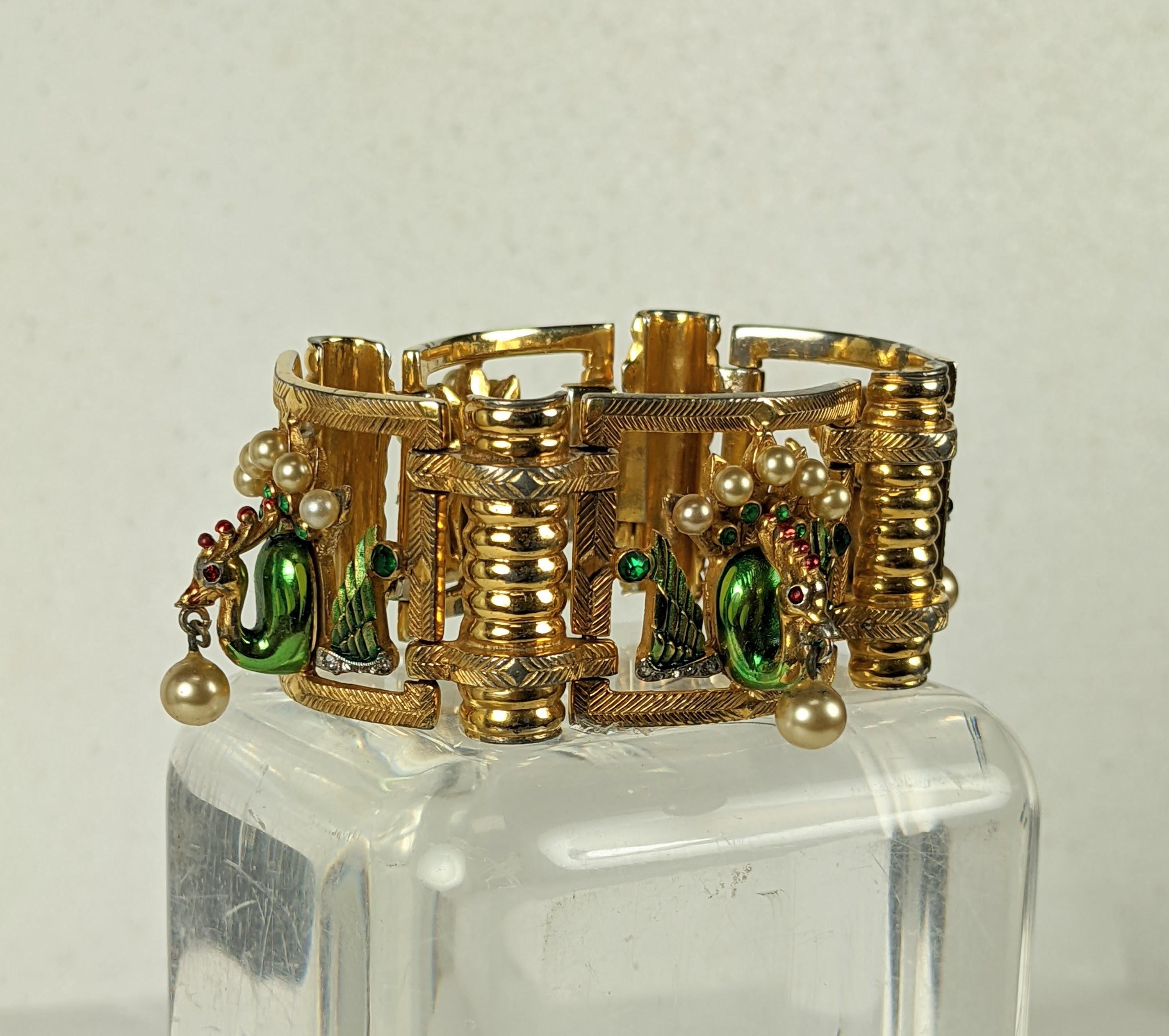 DeRosa Rare Anglo Indian Peacock Link Bracelet In Good Condition For Sale In New York, NY