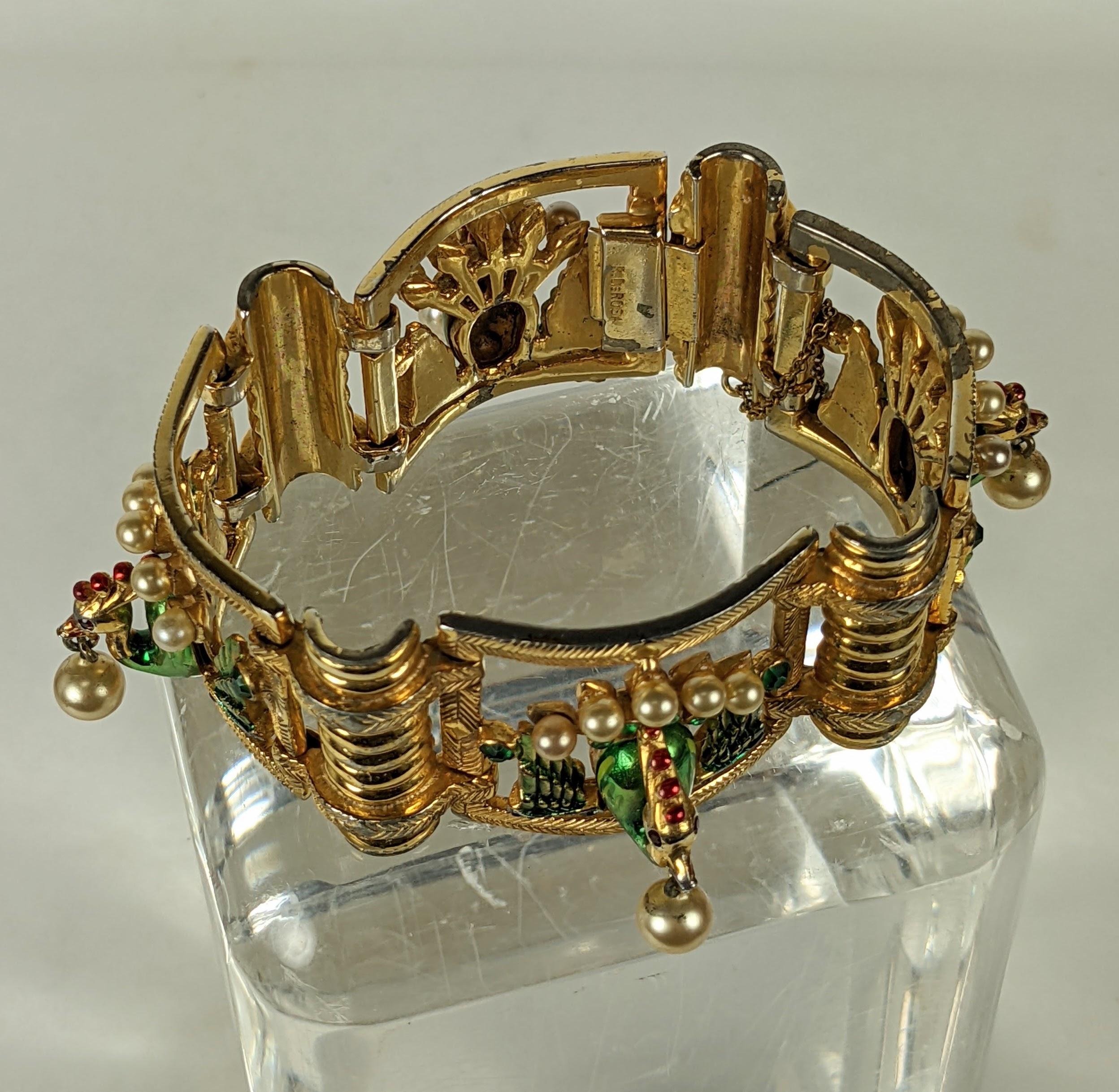 Women's or Men's DeRosa Rare Anglo Indian Peacock Link Bracelet For Sale