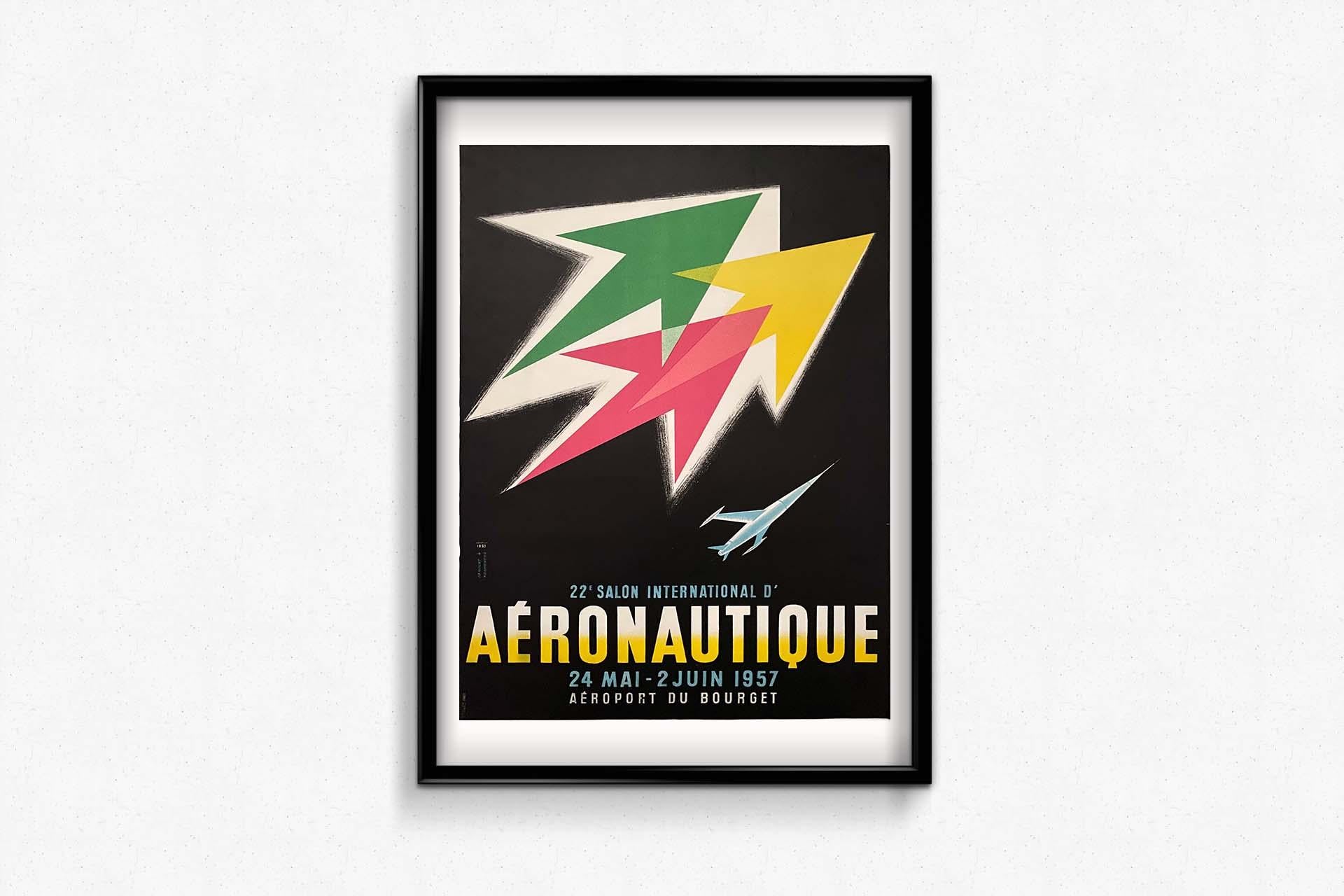 1957 Original poster for the 22nd International Paris Air Show - Aviation For Sale 2