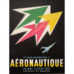 Vintage 1957 Original poster for the 22nd International Paris Air Show - Aviation