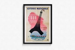 1939 Originalplakat von Derouet Lesacq Für die National Lotterie – Eiffelturm