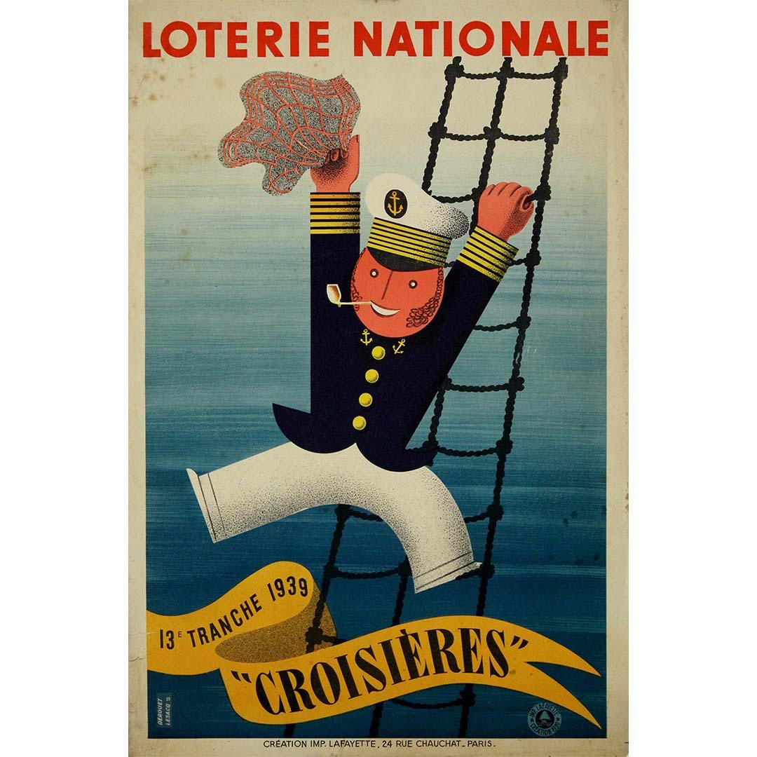 Das Originalplakat von 1939 für die Loterie Nationale Croisières – Print von Derouet Lesacq