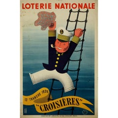 1939 original poster for the Loterie Nationale “Croisières”