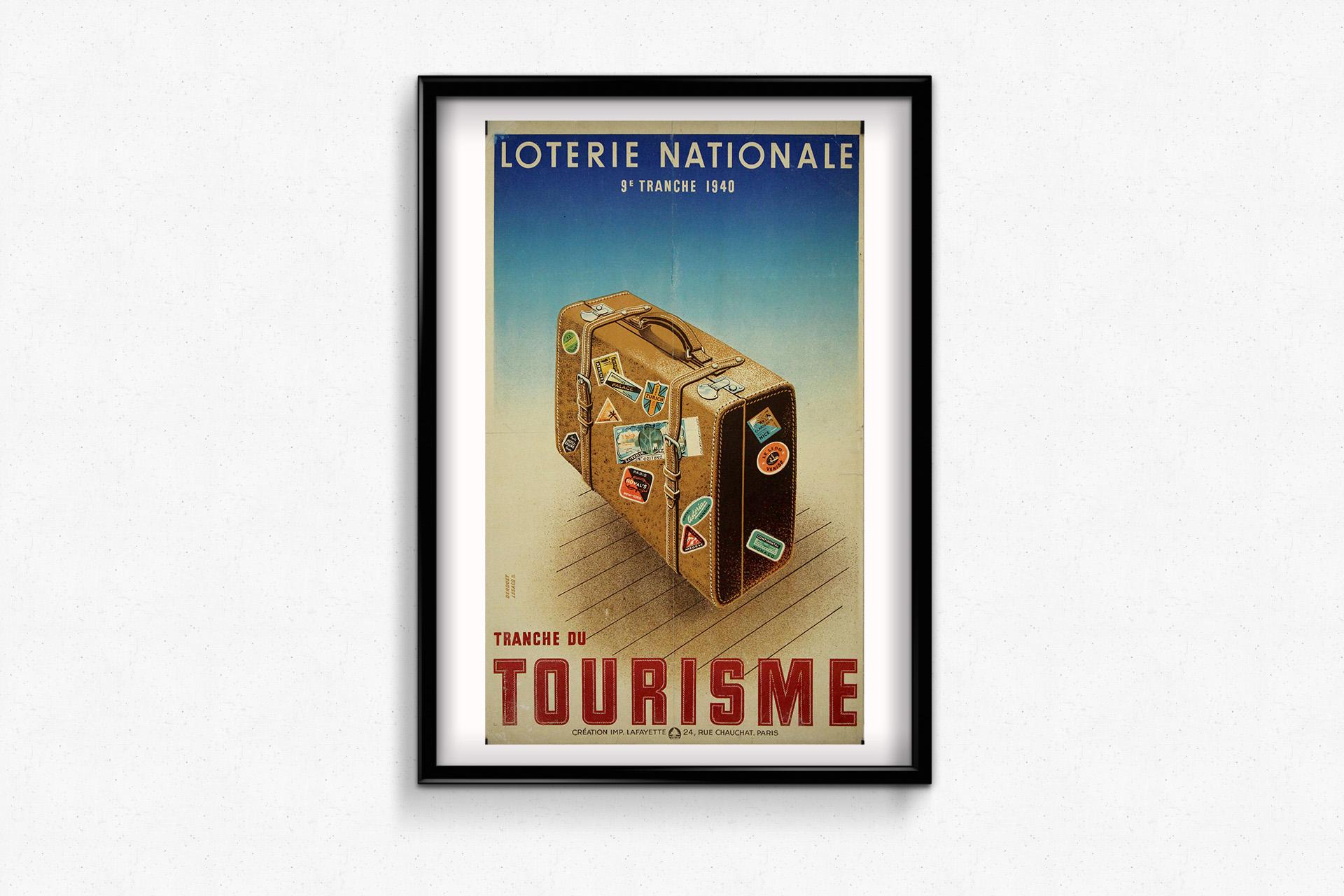 1940 original poster by Derouet Lesacq - Loterie Nationale Tranche du tourisme For Sale 1