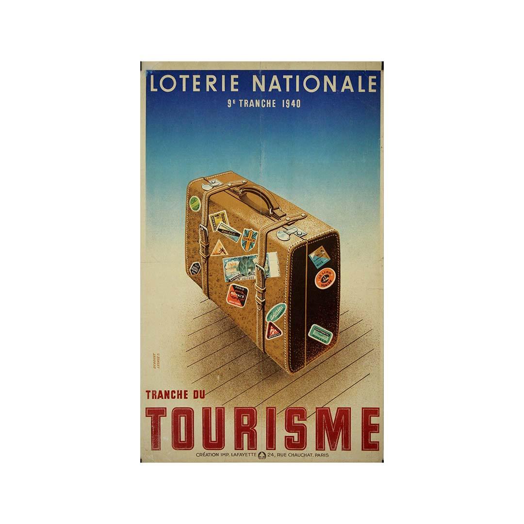 1940 original poster by Derouet Lesacq - Loterie Nationale Tranche du tourisme For Sale 3