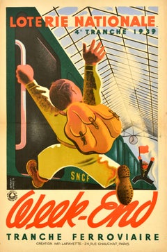 Original Vintage Poster Loterie Nationale Week-End French Railway Lottery SNCF
