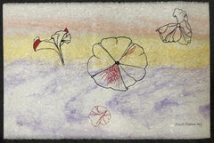 Pétalos de flores sobre papel de arroz 1966 Edición limitada firmada