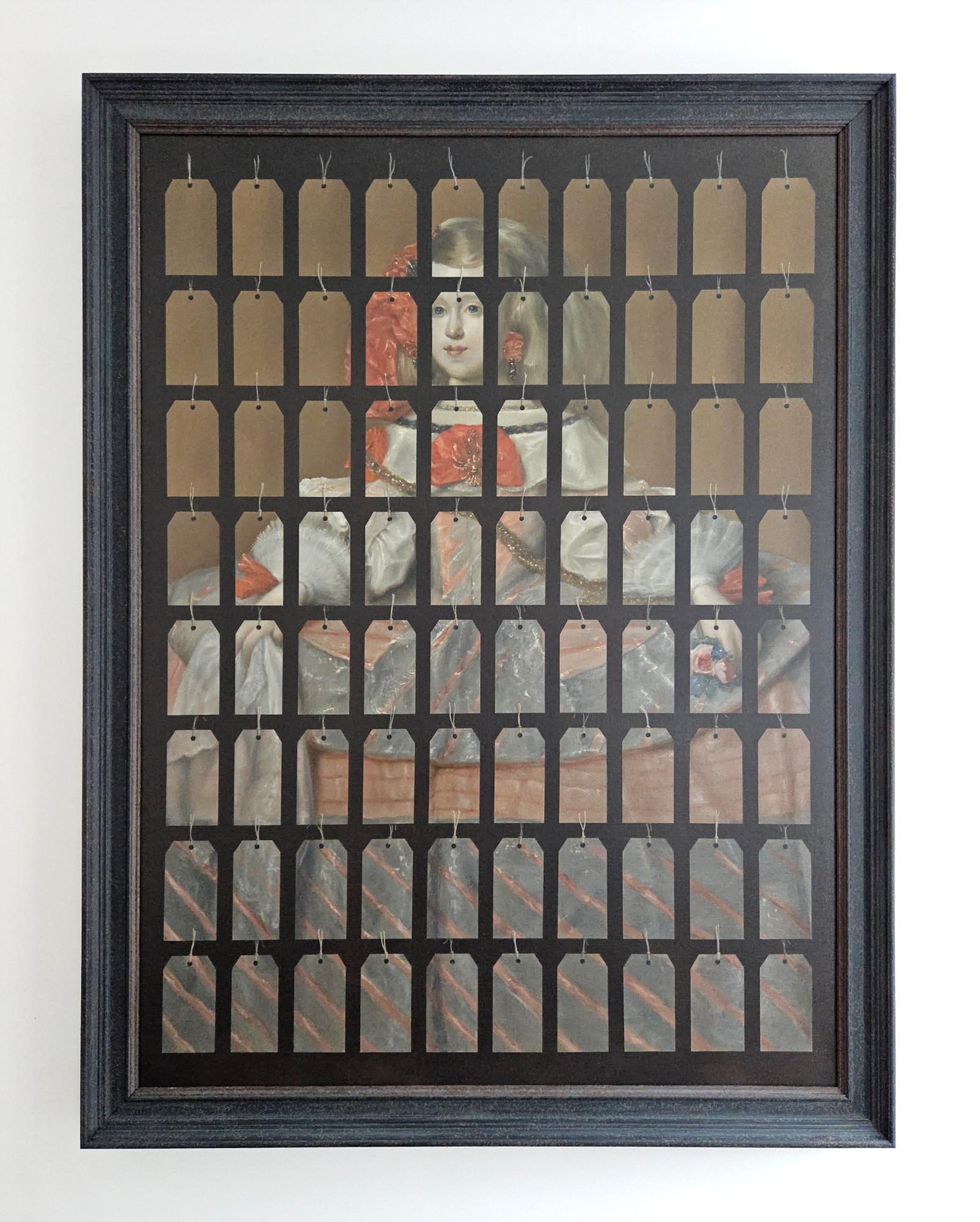 Label Infanta Margarita, after Velazquez and del Mazo - Painting by Derrick Guild