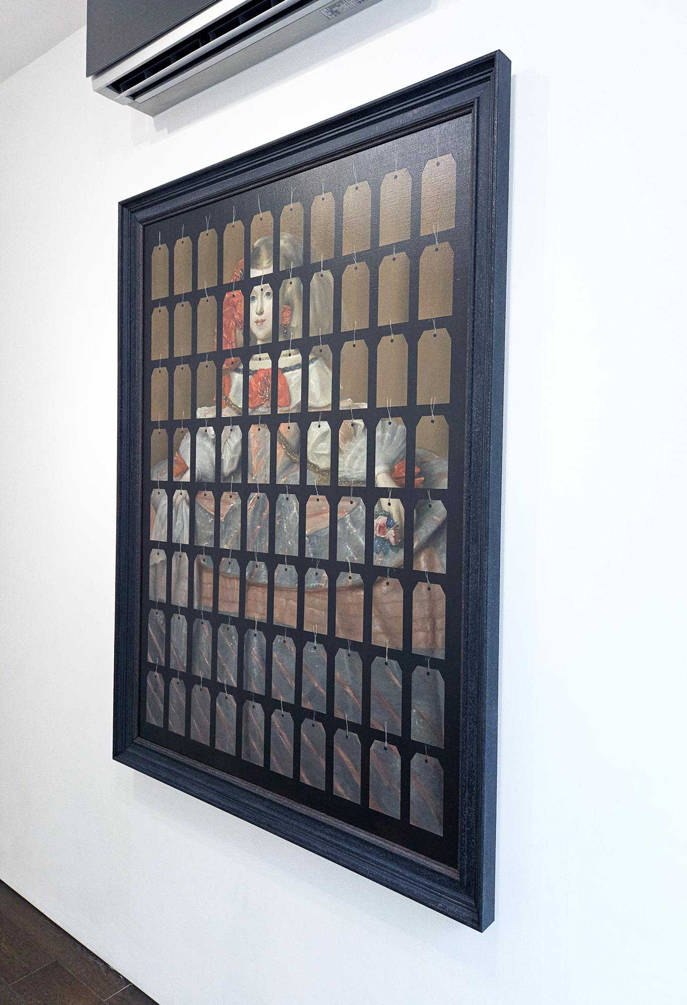 Label Infanta Margarita, after Velazquez and del Mazo - Black Figurative Painting by Derrick Guild