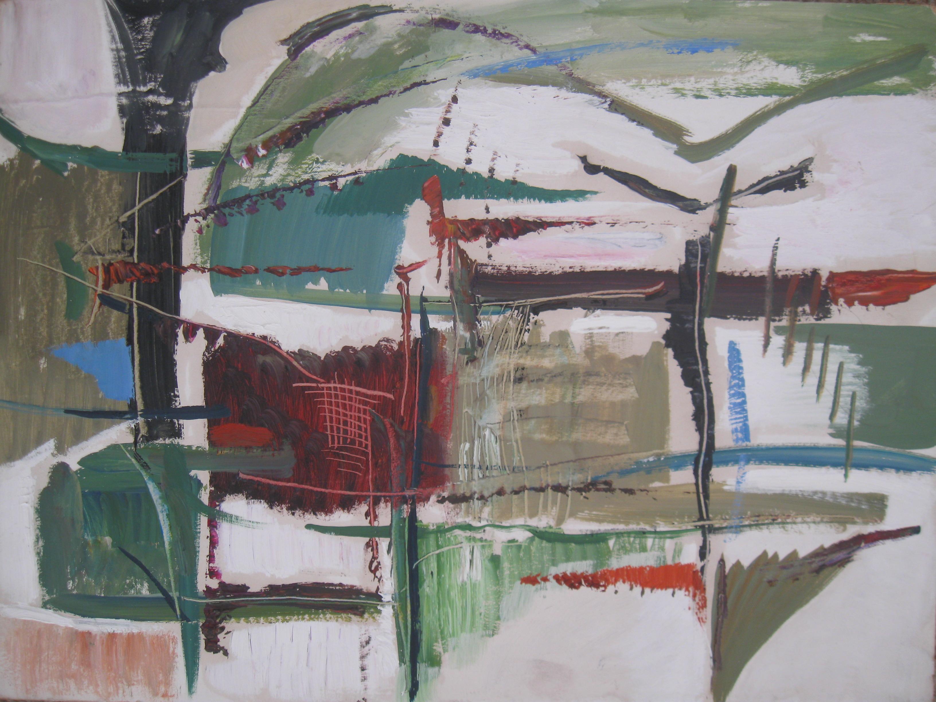 Abstract Landscape, Cornwall.' circa 1970's oil on board.  - Painting by Derrick Latimer Sayer